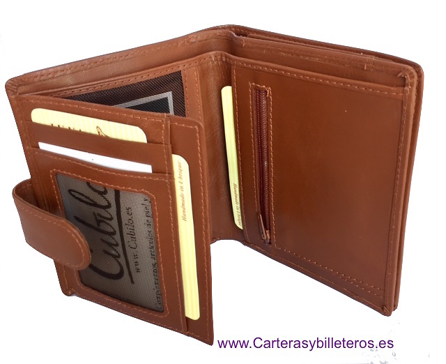 LEATHER WALLET FOR LEFT-HANDED WITH EXTERIOR CLOSURE 