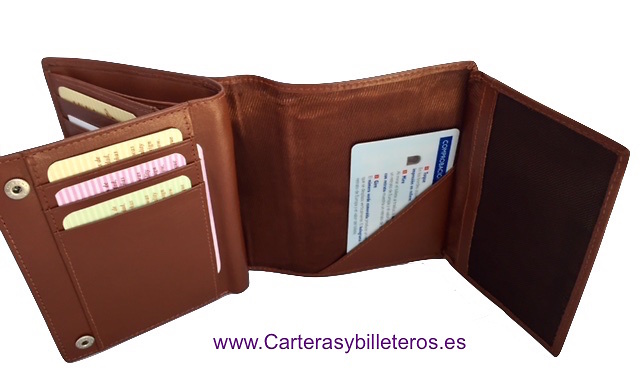 LEATHER WALLET FOR LEFT-HANDED WITH EXTERIOR CLOSURE 