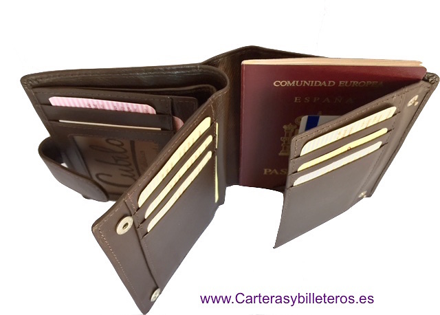 LEATHER WALLET FOR LEFT-HANDED WITH EXTERIOR CLOSURE 