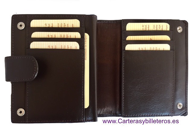 LEATHER WALLET FOR LEFT-HANDED WITH EXTERIOR CLOSURE 