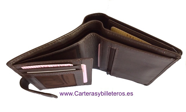 LEATHER WALLET FOR LEFT-HANDED WITH EXTERIOR CLOSURE 