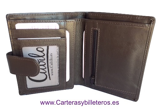 LEATHER WALLET FOR LEFT-HANDED WITH EXTERIOR CLOSURE 