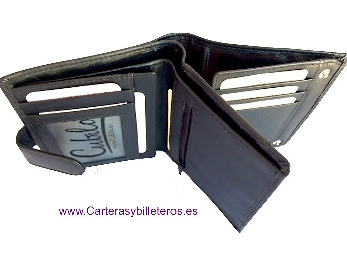 LEATHER WALLET FOR LEFT-HANDED WITH EXTERIOR CLOSURE 