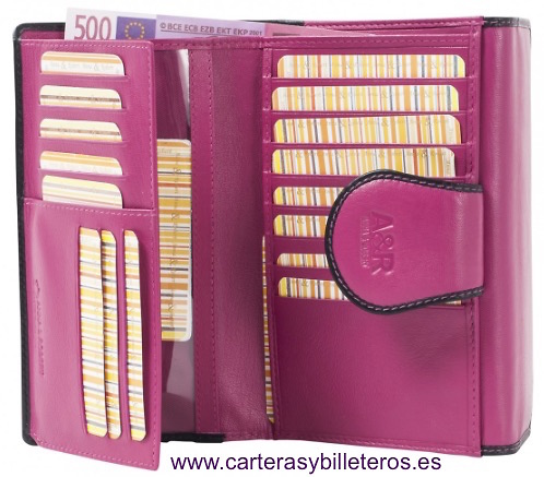 LEATHER WALLET PURSE WOMEN BIG 