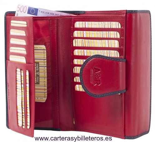 LEATHER WALLET PURSE WOMEN BIG 