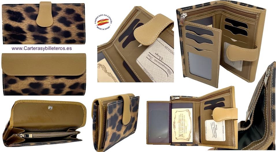 LEOPARD ANIMAL PRINT WOMEN'S LEATHER MEDIAN WALLET 