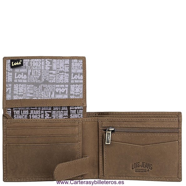 LOIS JEANS COW LEATHER WALLET WITH FIRE ENGRAVED BRAND FOR MEN 