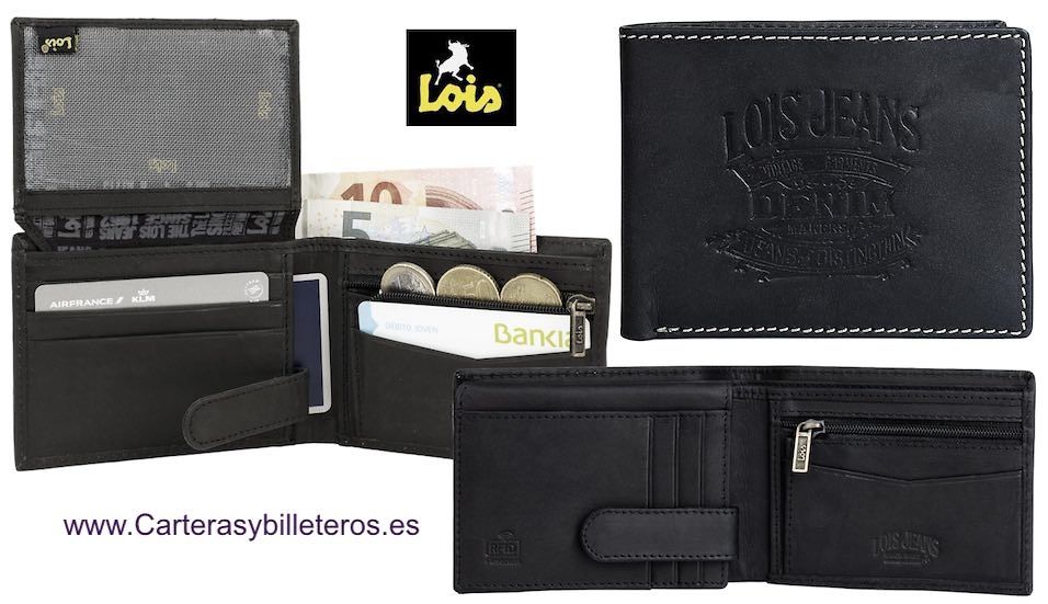 LOIS JEANS COW LEATHER WALLET WITH FIRE ENGRAVED BRAND FOR MEN 