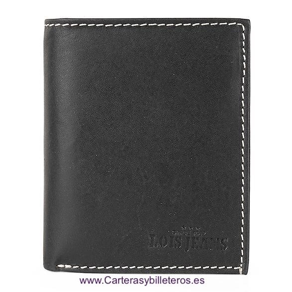 LOIS MEN'S LUXURY WAXED LEATHER WALLET WITH COIN PURSE 