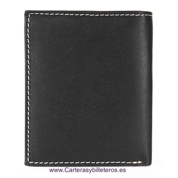 LOIS MEN'S LUXURY WAXED LEATHER WALLET WITH COIN PURSE 