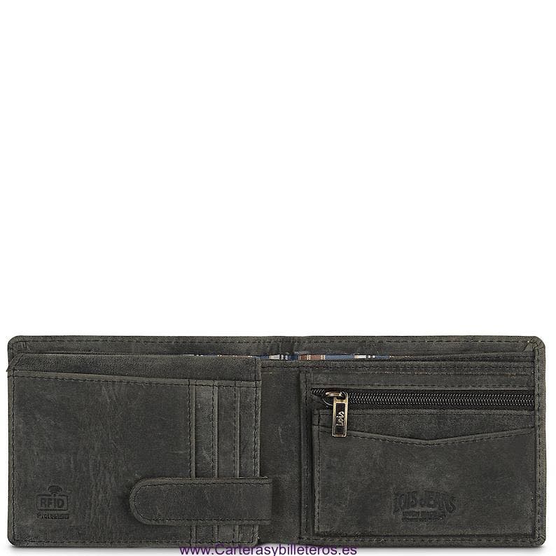 LOIS WALLET IN JEANS-STYLE COW LEATHER WITH FIRE ENGRAVED BRAND FOR MEN 