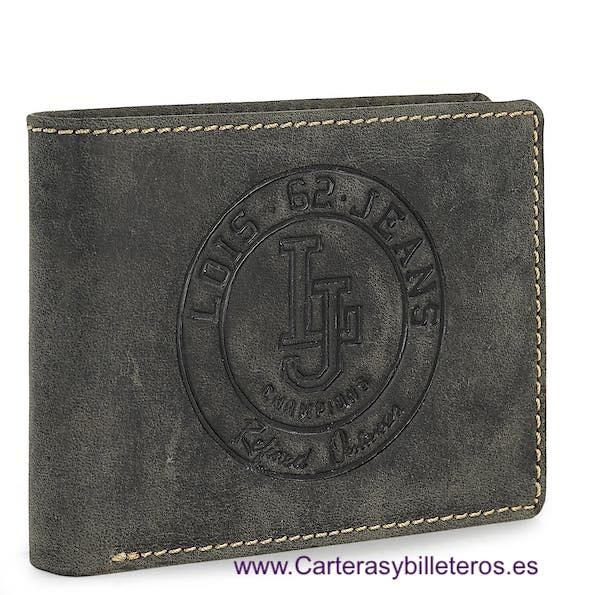 LOIS WALLET IN JEANS-STYLE COW LEATHER WITH FIRE ENGRAVED BRAND FOR MEN 