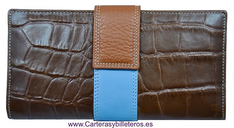 LONG WALLET OF WOMAN SKIN OF COCO MADE IN SPAIN HANDCRAFT 