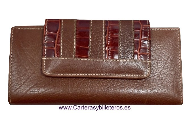 LONG WOMEN'S WALLET OF COCO AND COW LEATHER MADE IN UBRIQUE 