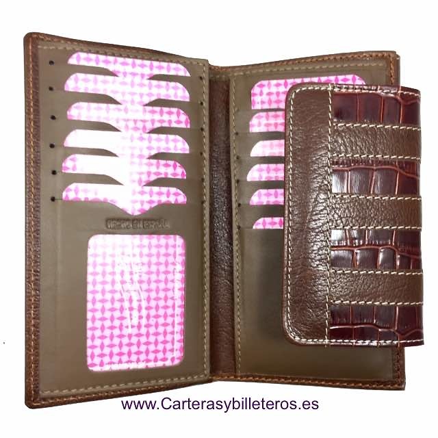 LONG WOMEN'S WALLET OF COCO AND COW LEATHER MADE IN UBRIQUE 