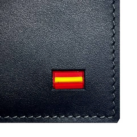 LUXURY LEATHER WALLET WITH MONEY CLIP AND COIN PURSE WITH SPANISH FLAG 