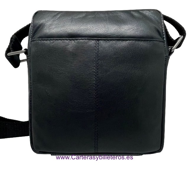 LUXURY MEN'S LEATHER BAG WITH EXTERIOR AND INTERIOR POCKETS 