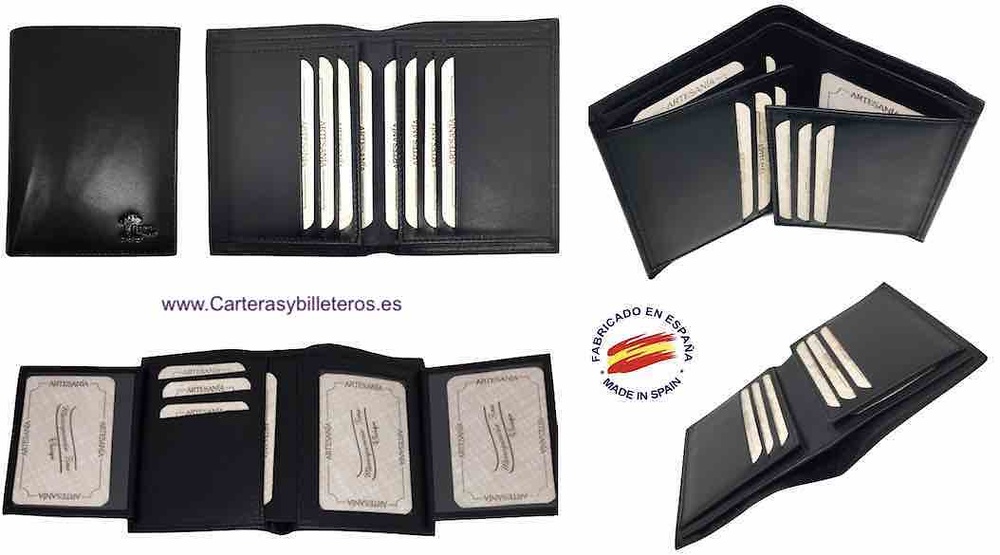 LUXURY TAFILETE LEATHER CARD WALLET MADE IN SPAIN 14 CARDS 