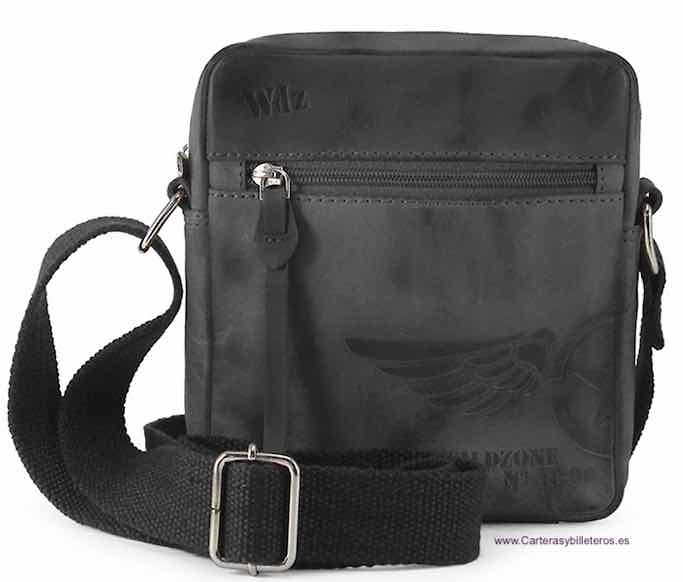 MAN BAG IN OILED LEATHER BRAND WILDZONE MODEL BLACK HAWK 