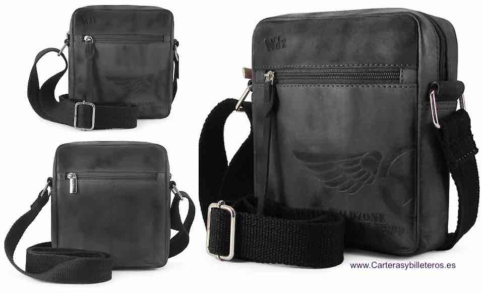 MAN BAG IN OILED LEATHER BRAND WILDZONE MODEL BLACK HAWK 