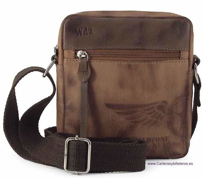 MAN BAG IN OILED LEATHER BRAND WILDZONE MODEL BLACK HAWK 