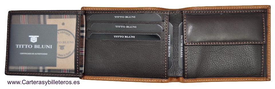 MAN CARDFOLDER BRAND BLUNI TITTO MAKE LEATHER MADE IN SPAIN 