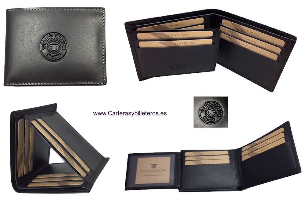 MAN CARDFOLDER BRAND BLUNI TITTO MAKE LUXURY LEATHER MADE IN SPAIN 