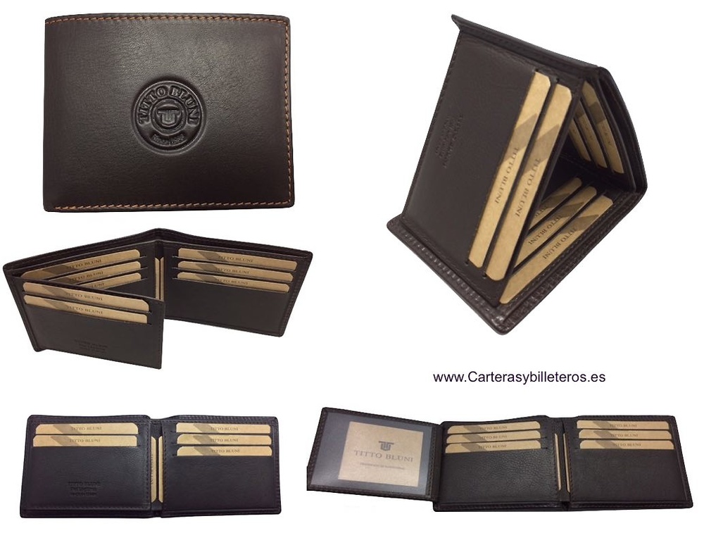 MAN CARDFOLDER BRAND BLUNI TITTO MAKE LUXURY LEATHER MADE IN SPAIN 