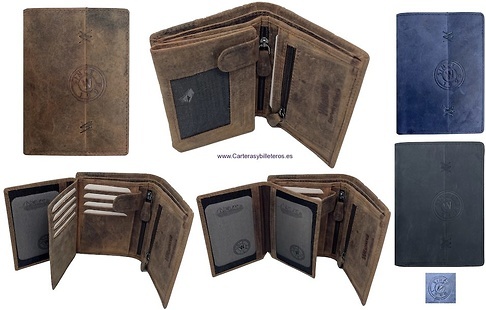 MAN LONG NATURE WALLET IN SKIN OF QUALITY WITH PURSE 14 CARDS 