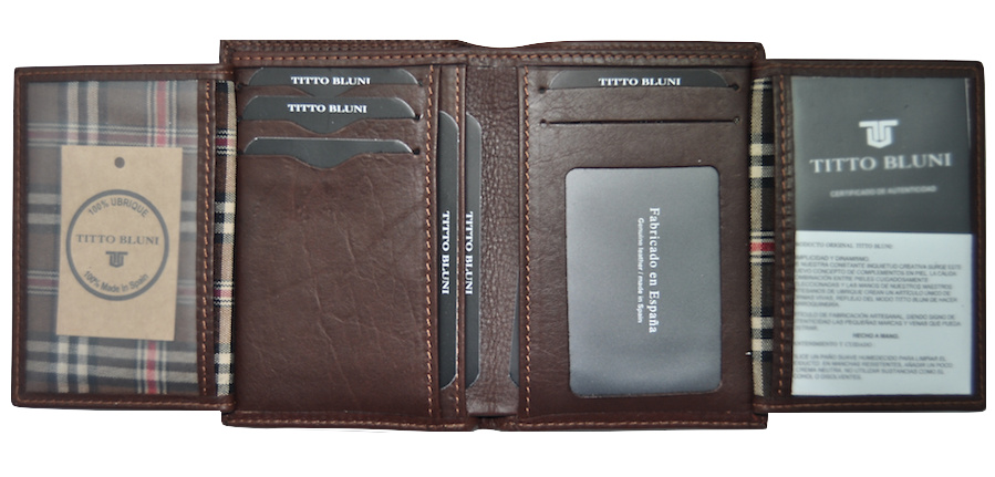 MAN WALLET BLUNI TITTO MAKE IN LUXURY LEATHER 16 CREDIT CARDS GRAPHITEC 