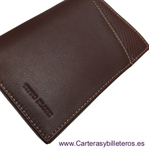 MAN WALLET BLUNI TITTO MAKE IN LUXURY LEATHER 16 CREDIT CARDS GRAPHITEC 