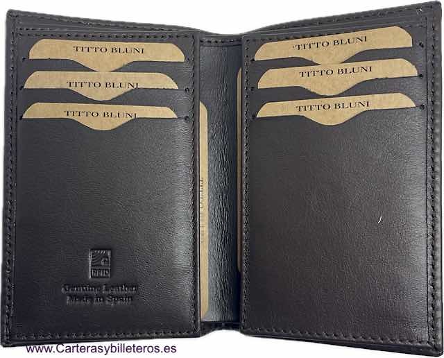 MAN WALLET BRAND BLUNI TITTO ELEGANT MAKE IN LUXURY LEATHER 16 CREDIT CARDS 