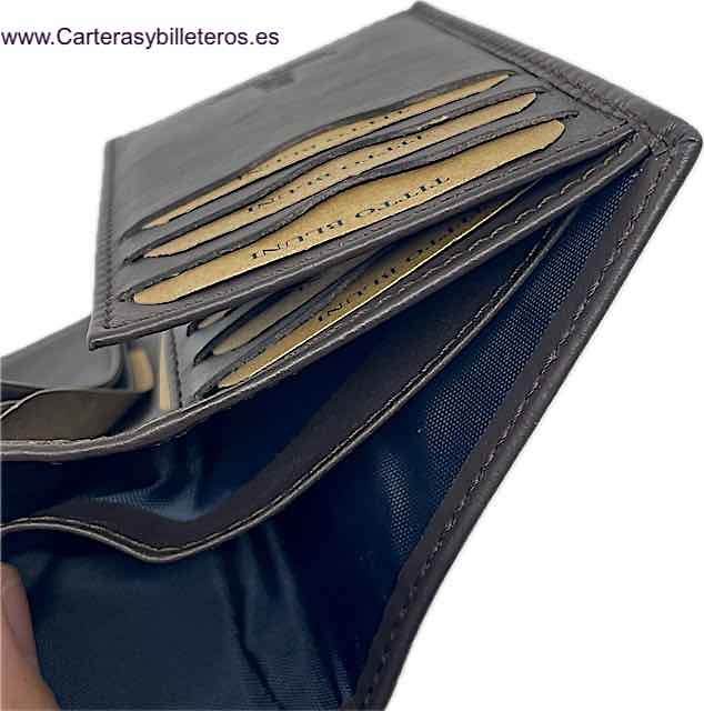 MAN WALLET BRAND BLUNI TITTO ELEGANT MAKE IN LUXURY LEATHER 16 CREDIT CARDS 