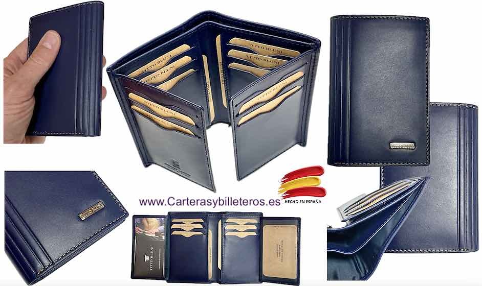 MAN WALLET BRAND BLUNI TITTO ELEGANT MAKE IN LUXURY LEATHER 16 CREDIT CARDS 