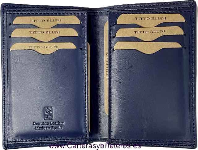 MAN WALLET BRAND BLUNI TITTO ELEGANT MAKE IN LUXURY LEATHER 16 CREDIT CARDS 