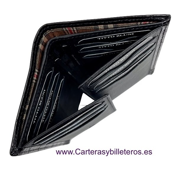 MAN WALLET BRAND BLUNI TITTO MAKE IN COCO LEATHER 16 CREDIT CARDS 