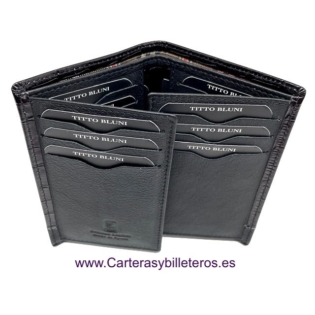 MAN WALLET BRAND BLUNI TITTO MAKE IN COCO LEATHER 16 CREDIT CARDS 