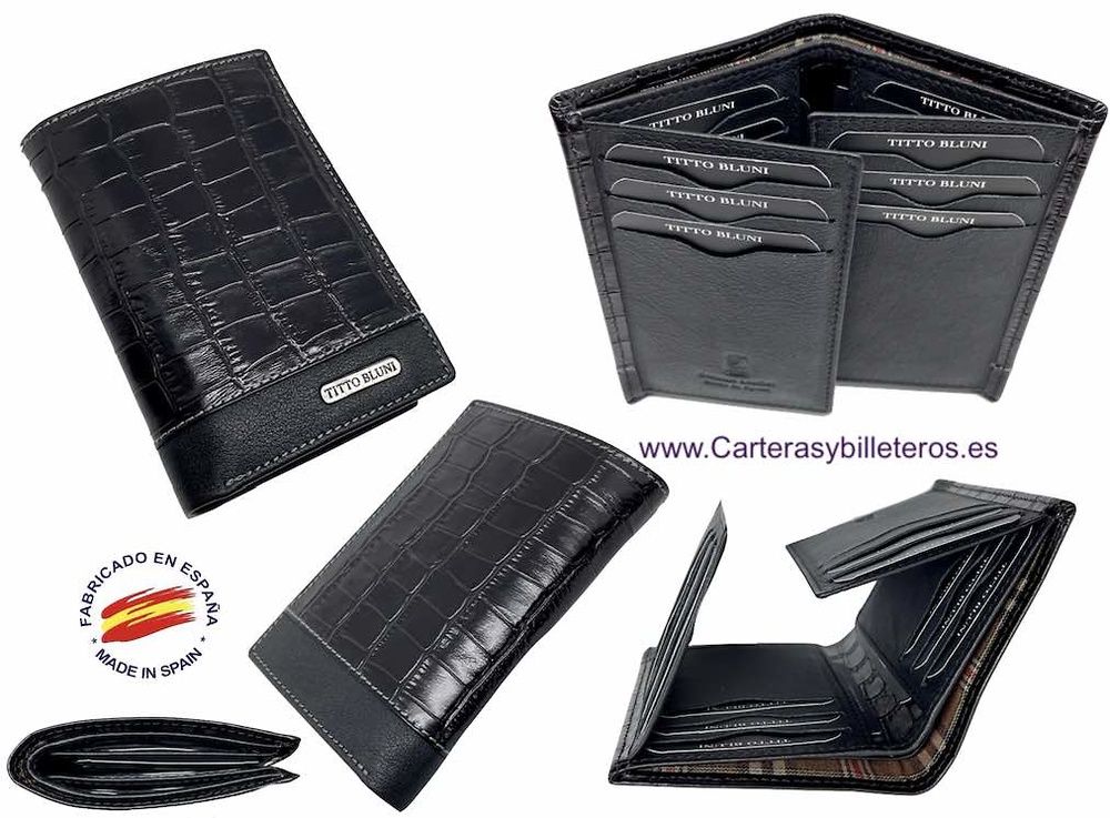 MAN WALLET BRAND BLUNI TITTO MAKE IN COCO LEATHER 16 CREDIT CARDS 