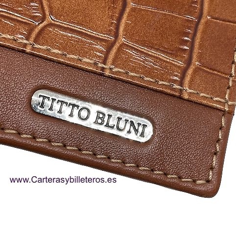 MAN WALLET BRAND BLUNI TITTO MAKE IN COCO LEATHER 16 CREDIT CARDS 