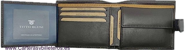 MAN WALLET BRAND BLUNI TITTO MAKE IN GOOD LEATHER LYON 