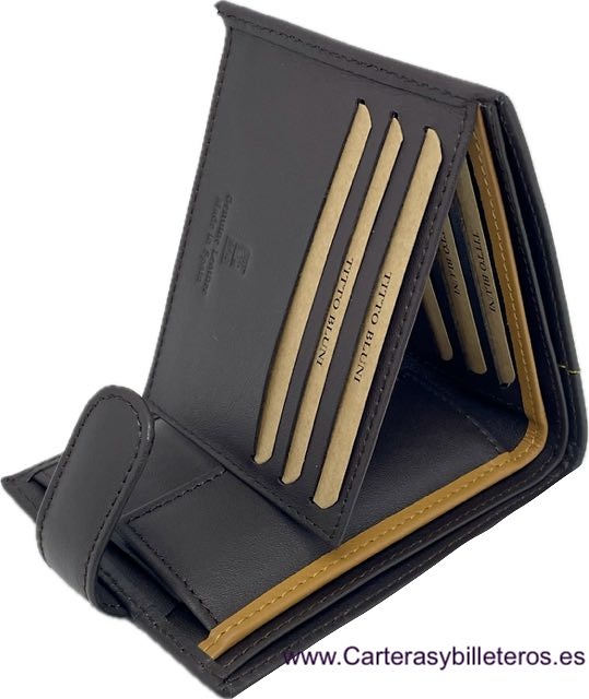 MAN WALLET BRAND BLUNI TITTO MAKE IN GOOD LEATHER LYON 