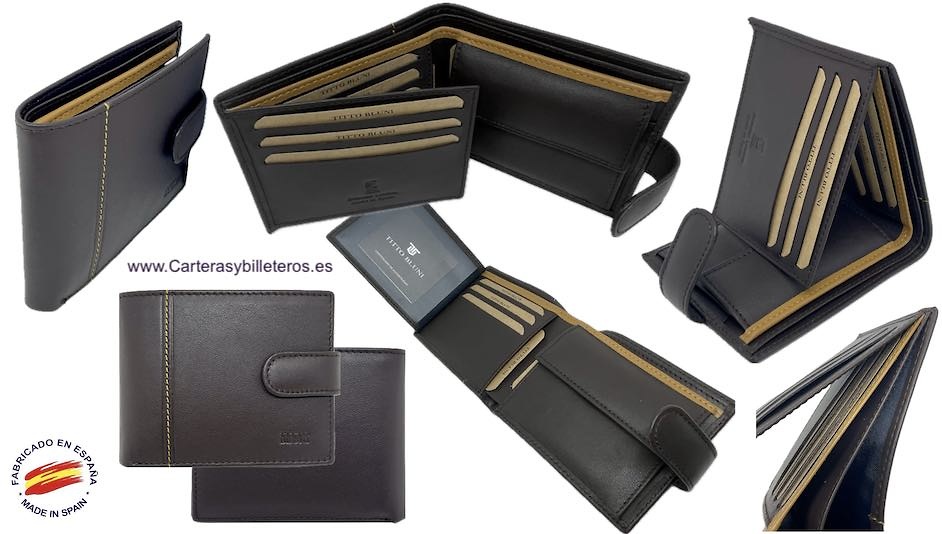 MAN WALLET BRAND BLUNI TITTO MAKE IN GOOD LEATHER LYON 