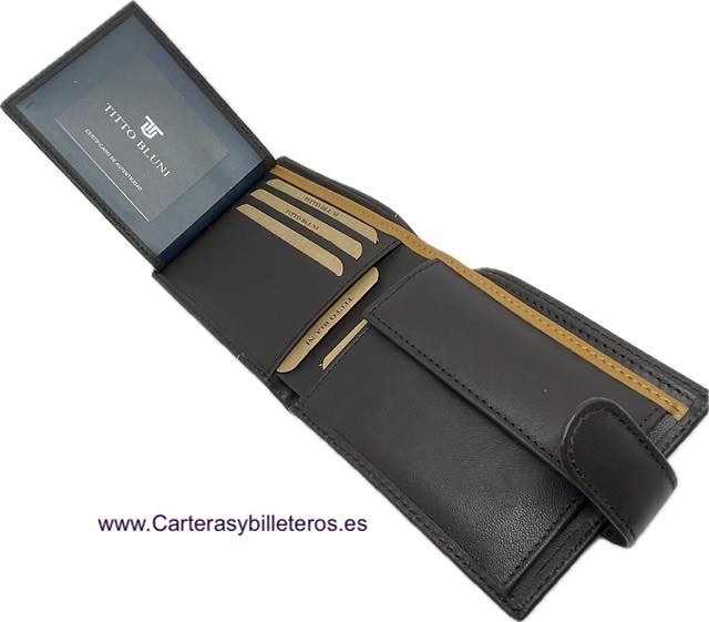 MAN WALLET BRAND BLUNI TITTO MAKE IN GOOD LEATHER LYON 