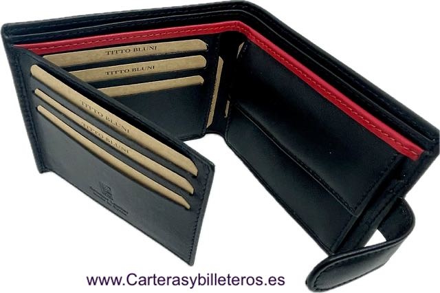 MAN WALLET BRAND BLUNI TITTO MAKE IN GOOD LEATHER LYON 