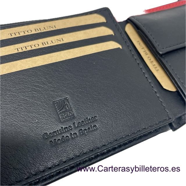 MAN WALLET BRAND BLUNI TITTO MAKE IN GOOD LEATHER LYON 