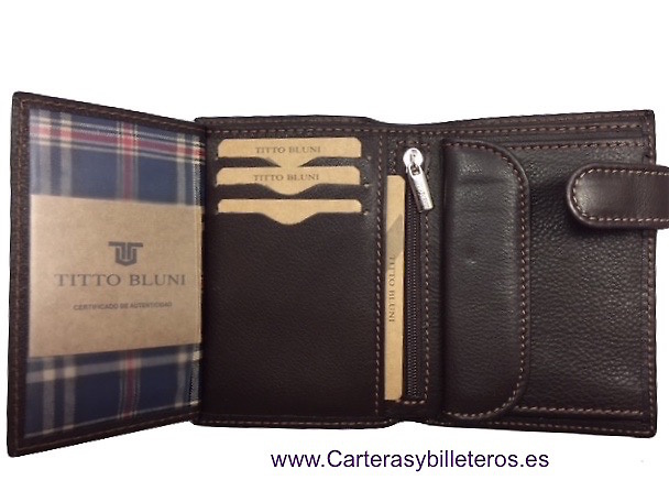 MAN WALLET BRAND BLUNI TITTO MAKE IN LUXURY LEATHER 10 CREDIT CARDS 