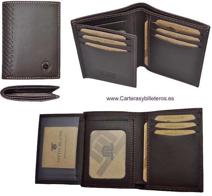 MAN WALLET BRAND BLUNI TITTO MAKE IN LUXURY LEATHER 10 CREDIT CARDS 