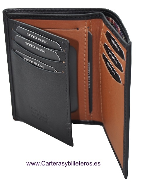 MAN WALLET BRAND BLUNI TITTO MAKE IN LUXURY LEATHER 10 CREDIT CARDS 