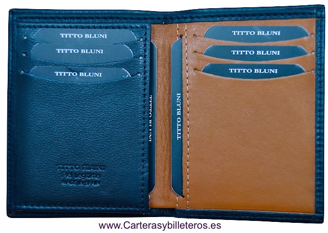 MAN WALLET BRAND BLUNI TITTO MAKE IN LUXURY LEATHER 10 CREDIT CARDS 