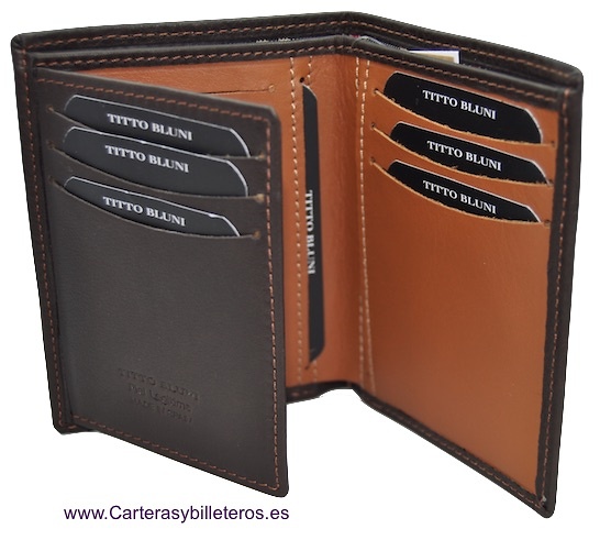 MAN WALLET BRAND BLUNI TITTO MAKE IN LUXURY LEATHER 10 CREDIT CARDS 